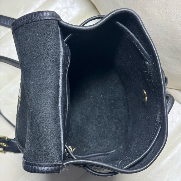 Vintage Coach Black Leather Wome Backpack Turnlock Drawstring Daypack - Picture 13 of 16